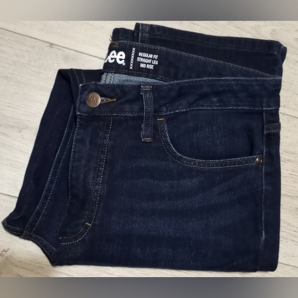 Lee Denim - Women's Lee Jeans 14 Dark Wash Straight Leg Stretch Mid Rise